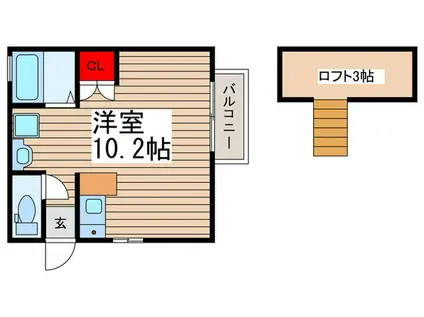 CASA KUTSUROGI(ワンルーム/2階)の間取り写真