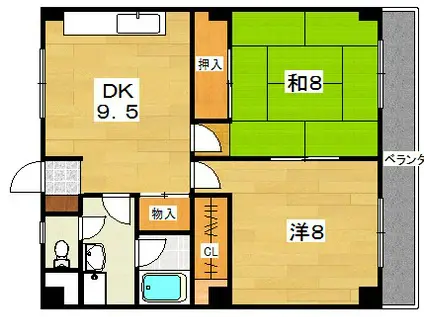 富尾マンション私部(2DK/3階)の間取り写真