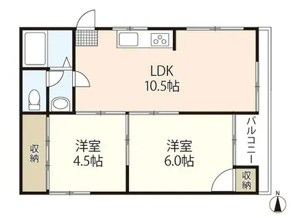 松岡マンション(2LDK/4階)の間取り写真