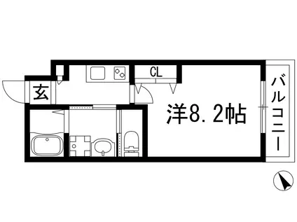 ラ・フォルム宝塚栄町(1K/3階)の間取り写真