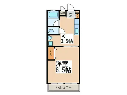 小川スカイハイツ(1K/2階)の間取り写真