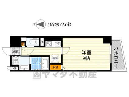 SK江坂(1K/3階)の間取り写真