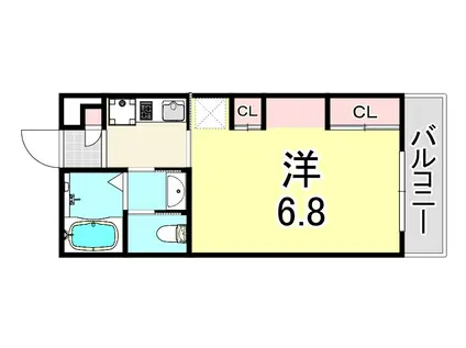コンフォート南塚口町(1K/3階)の間取り写真