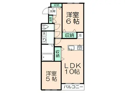 セレーノ桜ヶ丘(2LDK/1階)の間取り写真