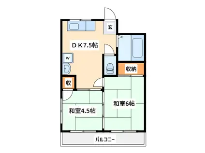 平野ビル(2DK/2階)の間取り写真
