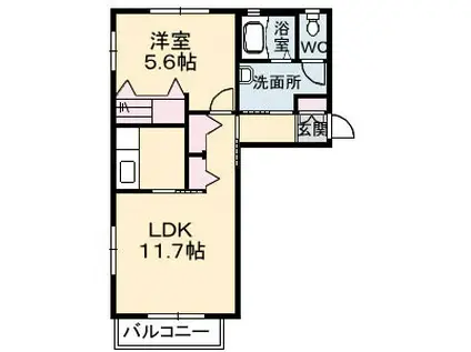 シャーメゾンジョイナスB棟(1LDK/1階)の間取り写真