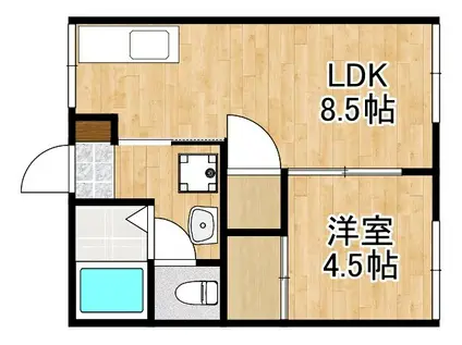 さくらアパート B棟(1LDK/1階)の間取り写真