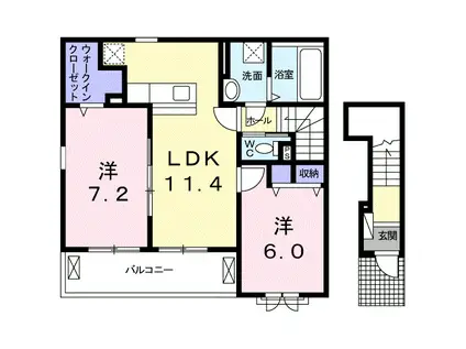 エキタシオン(2LDK/2階)の間取り写真
