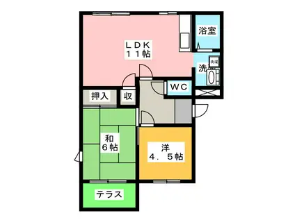 メゾンルック B棟(2LDK/1階)の間取り写真