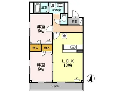 クレールはな(2LDK/2階)の間取り写真