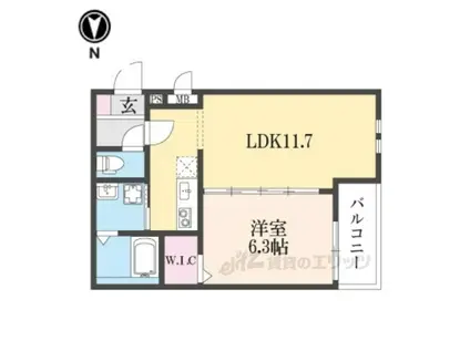 フジパレス上神田Ⅱ番館(1LDK/2階)の間取り写真