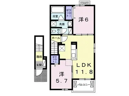 エテルノデーアⅡ(2LDK/2階)の間取り写真