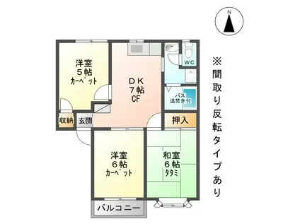 シェーナーヴァルトC(3DK/1階)の間取り写真