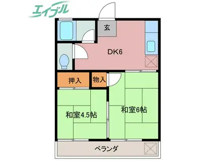 さつき荘(2DK/1階)の間取り写真