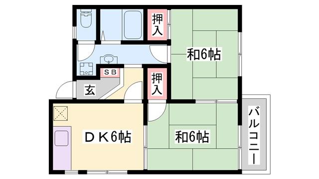 サンハイツ学園前(2DK/2階)の間取り写真