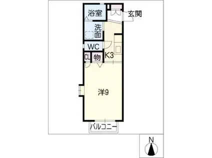 フレッシュイン安原II(1K/1階)の間取り写真