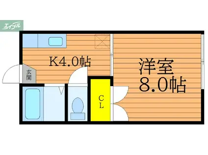 ドエル津島(1K/1階)の間取り写真