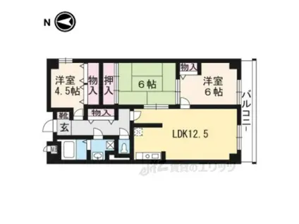 ラポート小林(3LDK/4階)の間取り写真