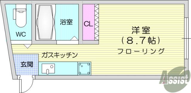 長屋アパートメントHACHI(ワンルーム/2階)の間取り写真