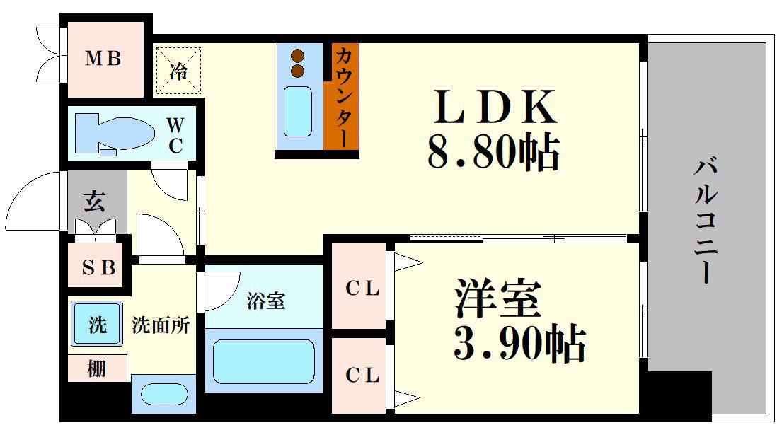 プレジオ弁天町ASIAN(1LDK/7階)の間取り写真