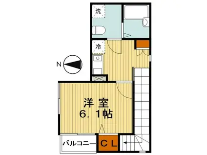 VOILE千駄木(1K/2階)の間取り写真