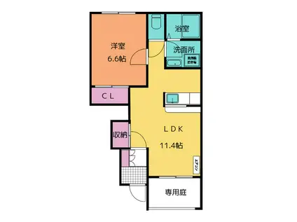 マシェリ(1LDK/1階)の間取り写真
