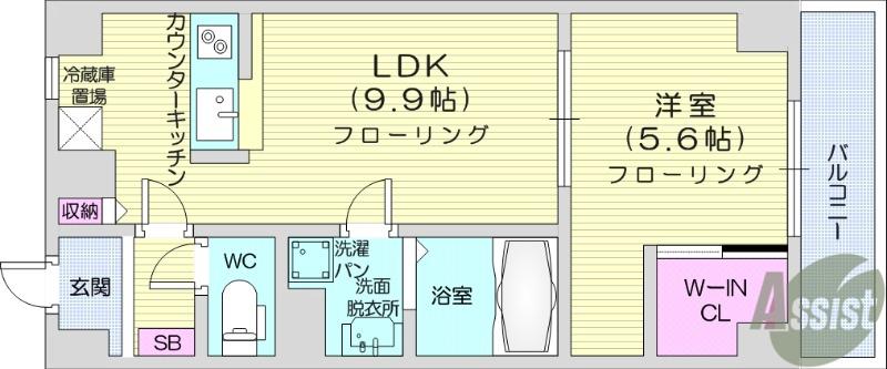 ティンクホーム(1LDK/4階)の間取り写真