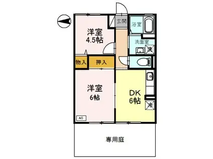 フローラルアレイ・西田原(2DK/1階)の間取り写真