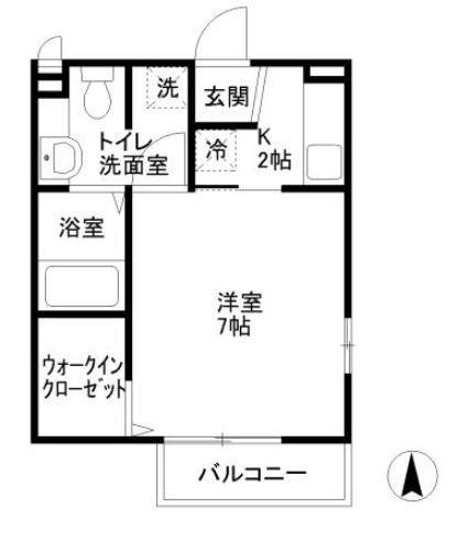サーフ湘南(1K/2階)の間取り写真