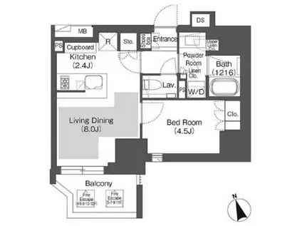 BELLE VUE 千代田飯田橋(1LDK/9階)の間取り写真