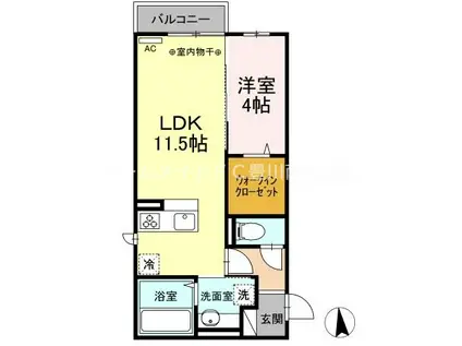 ARTERE(1LDK/2階)の間取り写真
