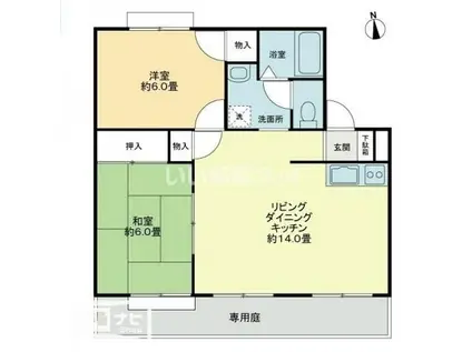 フォブール吉峰 A棟(2LDK/1階)の間取り写真