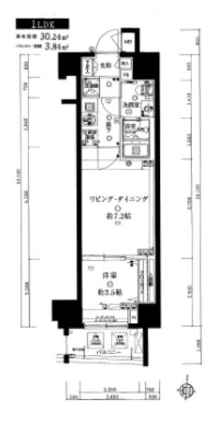 プレミアム三ノ輪(1LDK/2階)の間取り写真