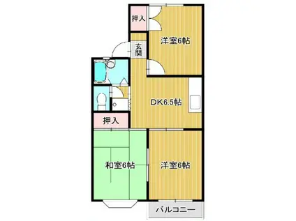 ジュネスハイム(3DK/2階)の間取り写真