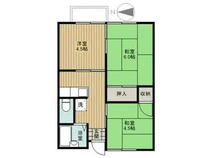 ハイツベインテI(3K/2階)の間取り写真