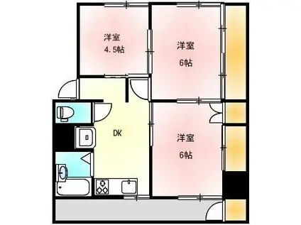 ヴィラナリー屋島II5号棟(3DK/4階)の間取り写真