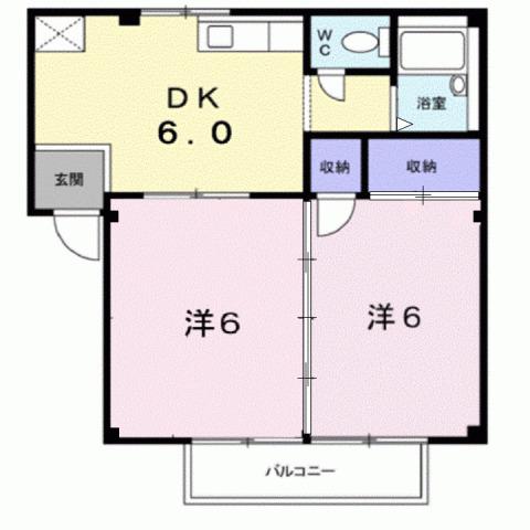 シティハイツ幸A(2DK/2階)の間取り写真