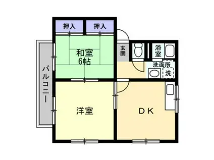 ソルトフィールドN・M D棟(2DK/2階)の間取り写真
