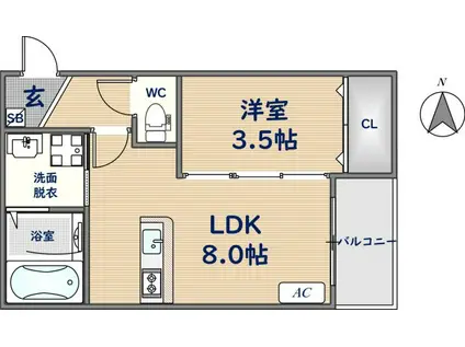 CRASTINE岩田町5丁目(1LDK/2階)の間取り写真