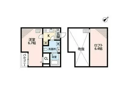 アパートメントU(1K/1階)の間取り写真