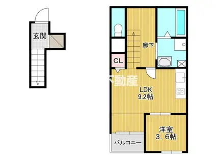 URBAN NEST(1LDK/2階)の間取り写真