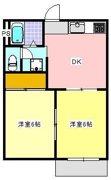 リリーベル(2DK/1階)の間取り写真
