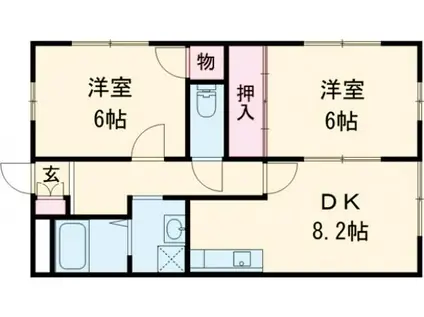 オーベルジュ紫竹山I(2DK/1階)の間取り写真