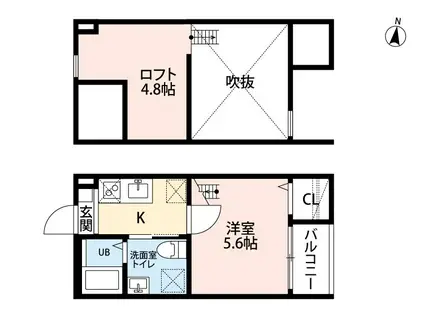 THANKFUL(1K/1階)の間取り写真