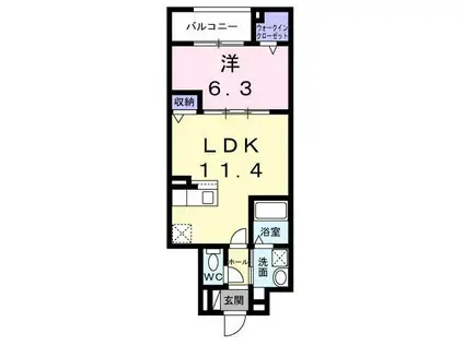 京王線 千歳烏山駅 徒歩4分 3階建 新築(1LDK/2階)の間取り写真
