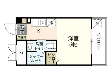 第6みぞたコーポ(1K/3階)の間取り写真