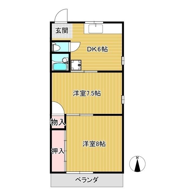 カレント沼(2DK/3階)の間取り写真