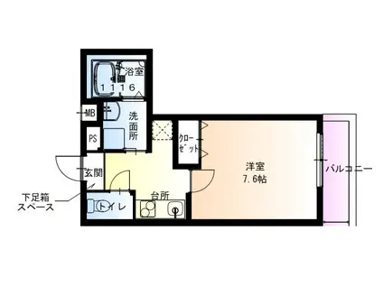 フジパレス俊徳道III番館(1K/1階)の間取り写真