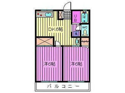 シティハイムアルファ(2DK/1階)の間取り写真