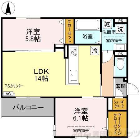 D-RESIDENCE下田部B(2LDK/2階)の間取り写真